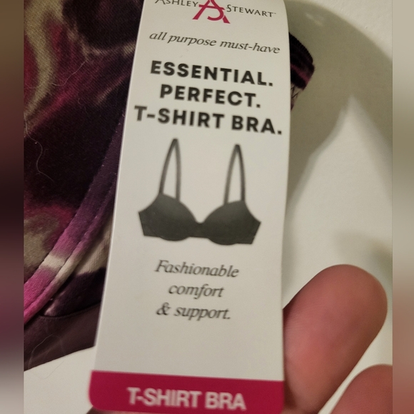Ashley Stewart Black Cherry Pink Wavy Full Coverage TShirt Bra, 46DD NEW - Picture 5 of 6